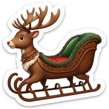 cute reindeer and sleigh sticker