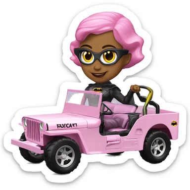 Evil Batgirl 1942 Willy’s light pink army jeep hot wheels  sticker