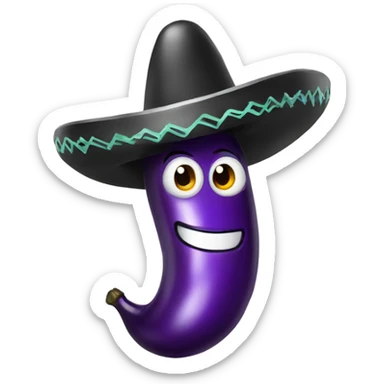 Chrome Eggplant wearing a sombrero sticker