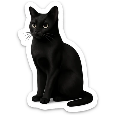 digital illustration of a black cat, no background sticker