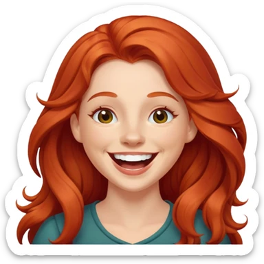 laughing long red haired woman sticker