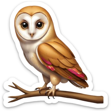 barn owl on branch sticker