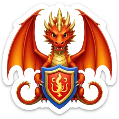 Simple fiery royal Dragon crest/brosch sticker