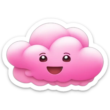 Pink Valentine cloud with hearts and happy face sticker