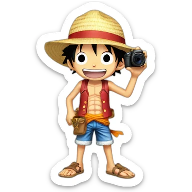 Monkey D. Luffy takes a picture sticker