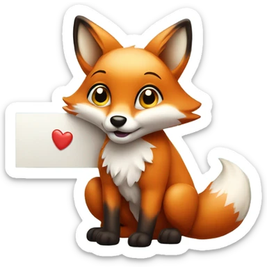 Kawaii Fox with a sign sticker