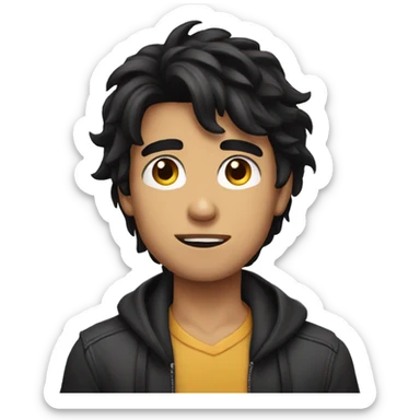 long black hair boy attitude  sticker