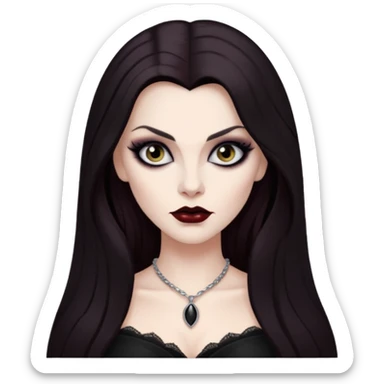 Vampira with long dark brown hair sticker