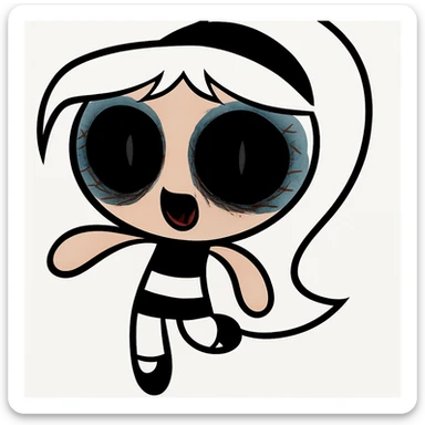 Make the eyes and mouth a bit scarier, with subtle horror elements, but keep the picture quality and everything else intact. Maintain the original style and details of the image. sticker