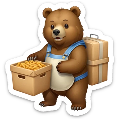 Un oso grizzly de repartidor de comida  sticker