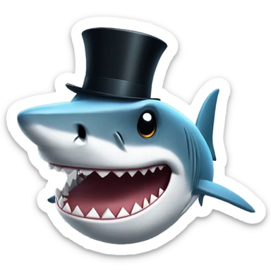 Shark with a top hat sticker