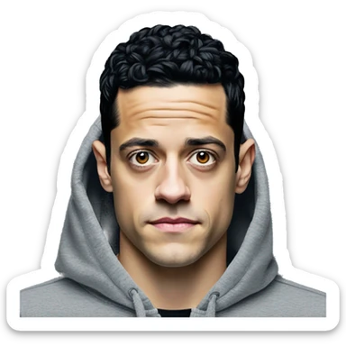 rami-malek-hoodie-hacker-on-head sticker