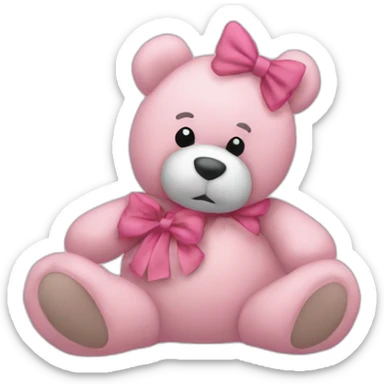 pink bow teddy bear solo sticker