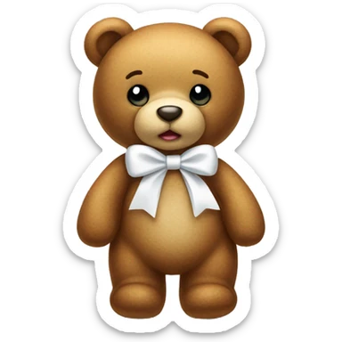 teddy bear with a white bow sticker