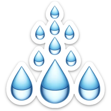 3 water droplets stack on top of each other vertically with two water droplets on the sides; 5 droplets total sticker