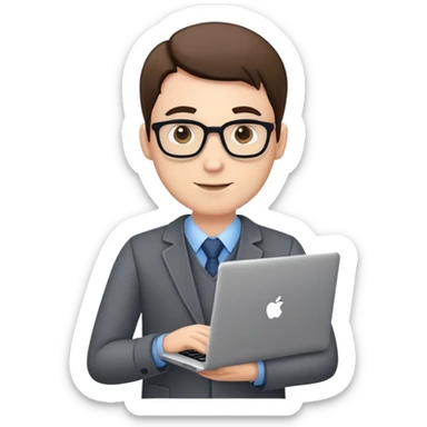 male teacher holding a laptop, teaching online sticker