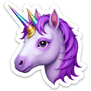unicorn face cute and purple haired and piercings on ear sticker