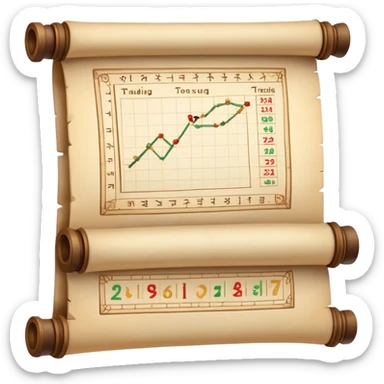 ancient scrolls with trading charts on the screen sticker
