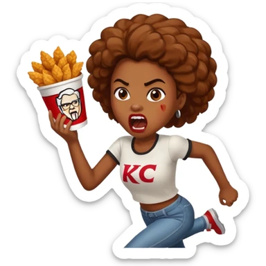 tsion angry black girl ragebait fat running 100 kfc chicken dirty mouth angry bad word sticker