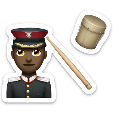 Balled drummer in military uniform  sticker