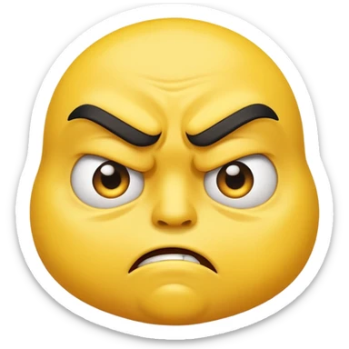 A Classic emoji, yellow character. Extreme disgust/ confusion. One eyebrow raised, one eyebrow lowered in anger. With a deep sneer on the mouth. sticker