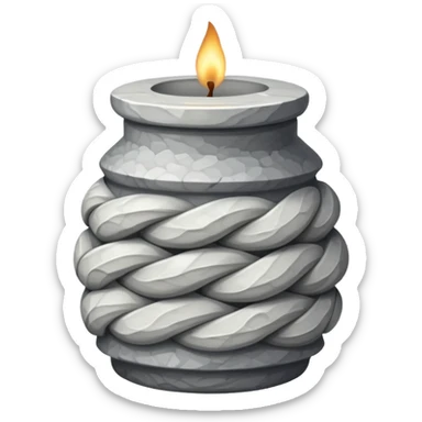 A stone candle jar with twisted pattern sticker