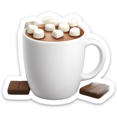 Hot chocolate in white mug with marshmallows  sticker