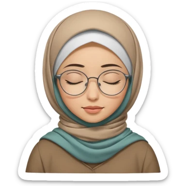 A hijabi girl with glasses, closed eyes, calm sticker