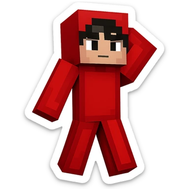 Extract the red human character on the right from the image, keeping a transparent background. Focus on isolating the character clearly with no other elements. sticker