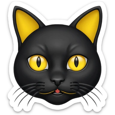 Black cat with yellow ears mad sticker
