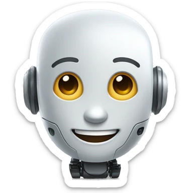 A smiling AI robot with a bright and cheerful expression. sticker