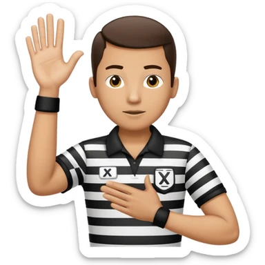 referee with raised arms crossed like an X sticker