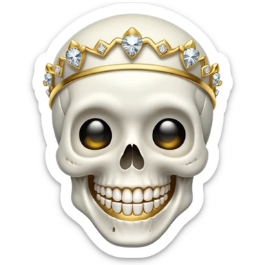 Skull emoji with Gold Grill and Diamond headband smiling  sticker