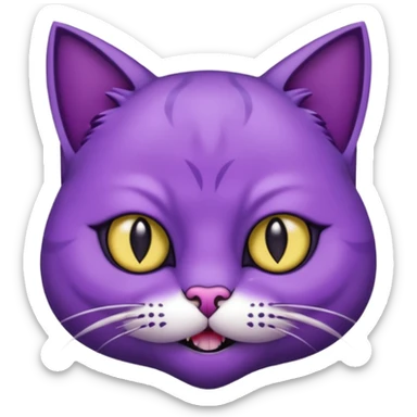 Scary purple cat fully black eye and with mouth a moon Nekless sticker