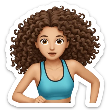 Treino de corrida feminino morena cacheada cabelos cumpridos caindo nas costas sticker