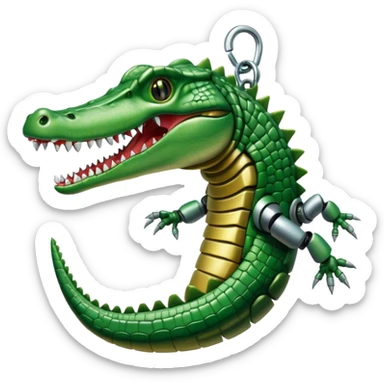 robot hand hanging out of baby crocodile mouth sticker