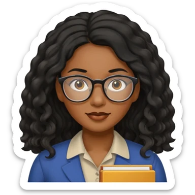 Black women teacher with black long  wavy hair sticker