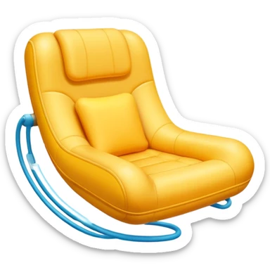 Minimal emoji of a floating anti-gravity chair with soft glow underneath, smooth rounded form sticker