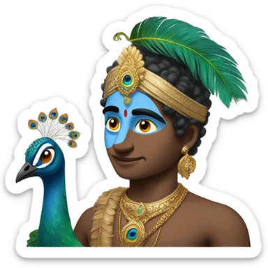 Krishna with peacock feather  sticker