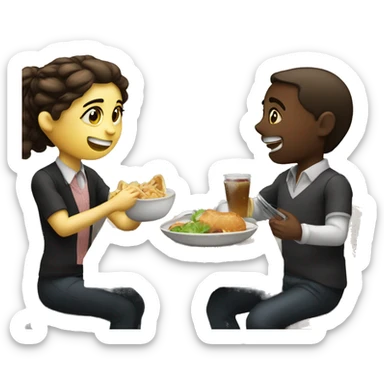 boy and girl eating in restuarant like dating sticker