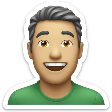 happy person who is spitting the same color as his face  sticker