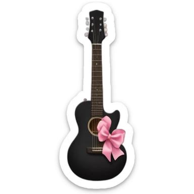 Black guitar with a thin coquette pink bow  sticker