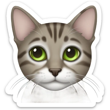 brown and grey tabby cat with green eyes sticker