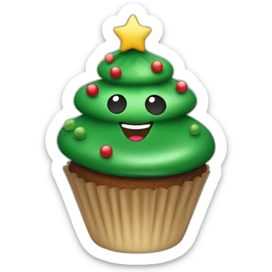 Happy Christmas tree cupcake sticker