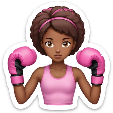 black girl wearing pink boxing gloves sticker