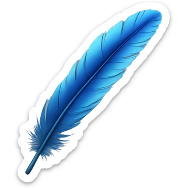 Realistic blue feather sticker