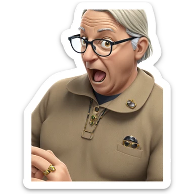 old man with glasses and jewelry sticker