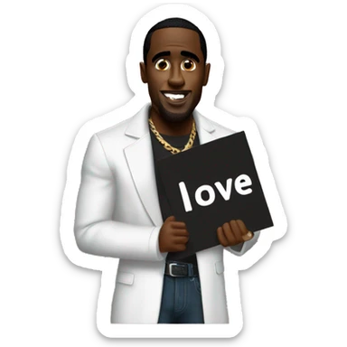 p diddy holding a sign that says “I love you Danny” sticker