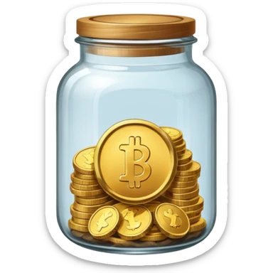 jar with a one coins sticker