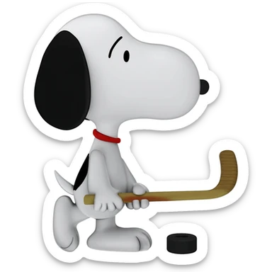 snoopy with a hockey stick sticker
